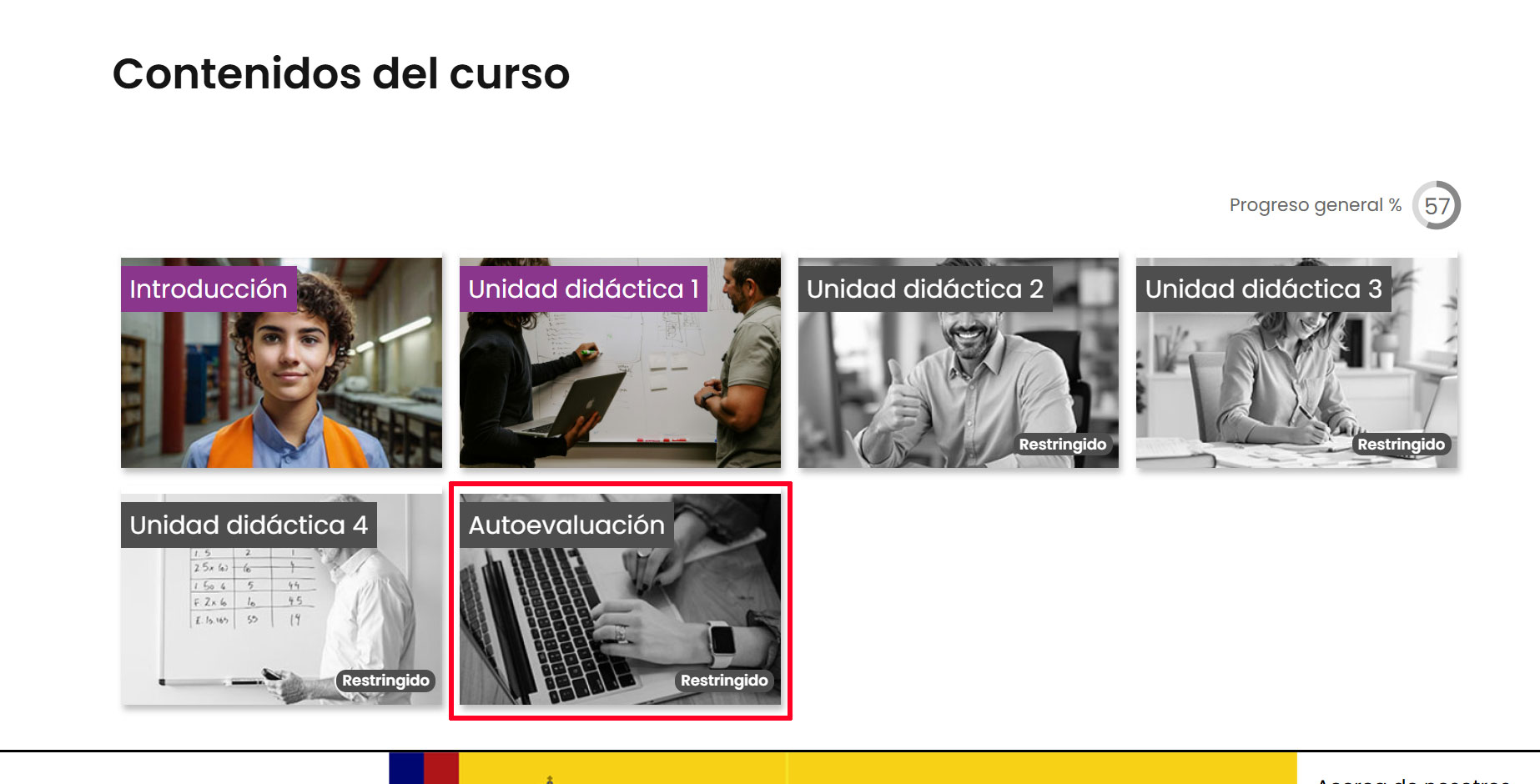 Apartado de autoevaluación del curso.