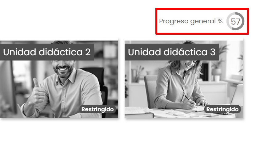 Porcentaje de progreso del curso.