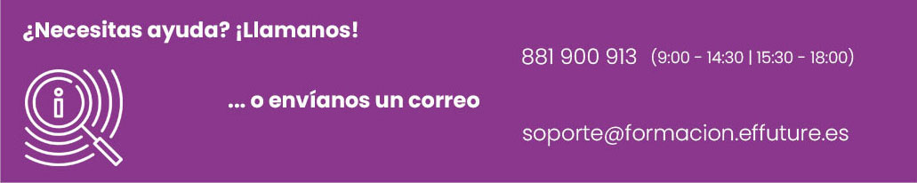 Ayuda: teléfono 881 900 913 email soporte@formacion.effutre.es